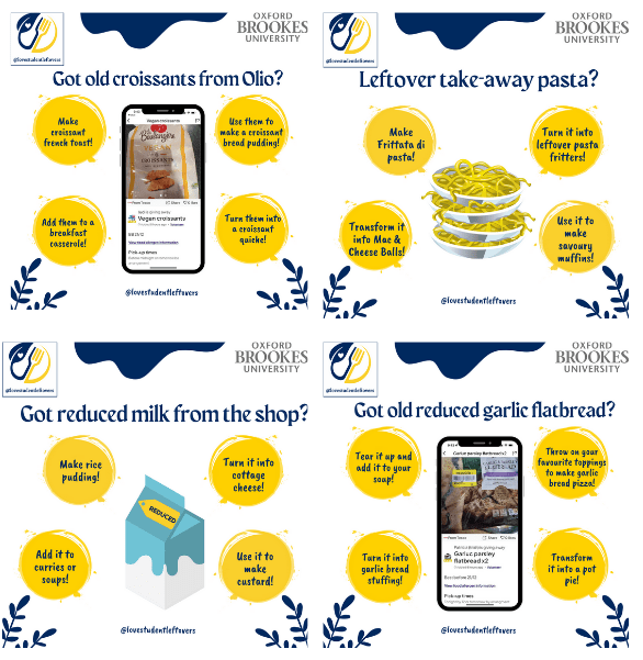 Got old croissants from Olio
Make croissant french toast
Add to a breakfast casserole
Use in croissant bread pudding
Turn into croissant quiche

Ideas for leftover take-away pasta
Make Frittata di pasta
Transform into mac and cheese balls
Turn into leftover pasta fritters
Use to make savoury muffins

Uses for reduced milk from the shop
Make rice pudding
Add to curries or soups
Turn into cottage cheese
Make custard

Use reduced garlic flatbread
Add it to your soup
Turn into garlic bread stuffing
Throw on toppings to make pizza
Transform into pot pie