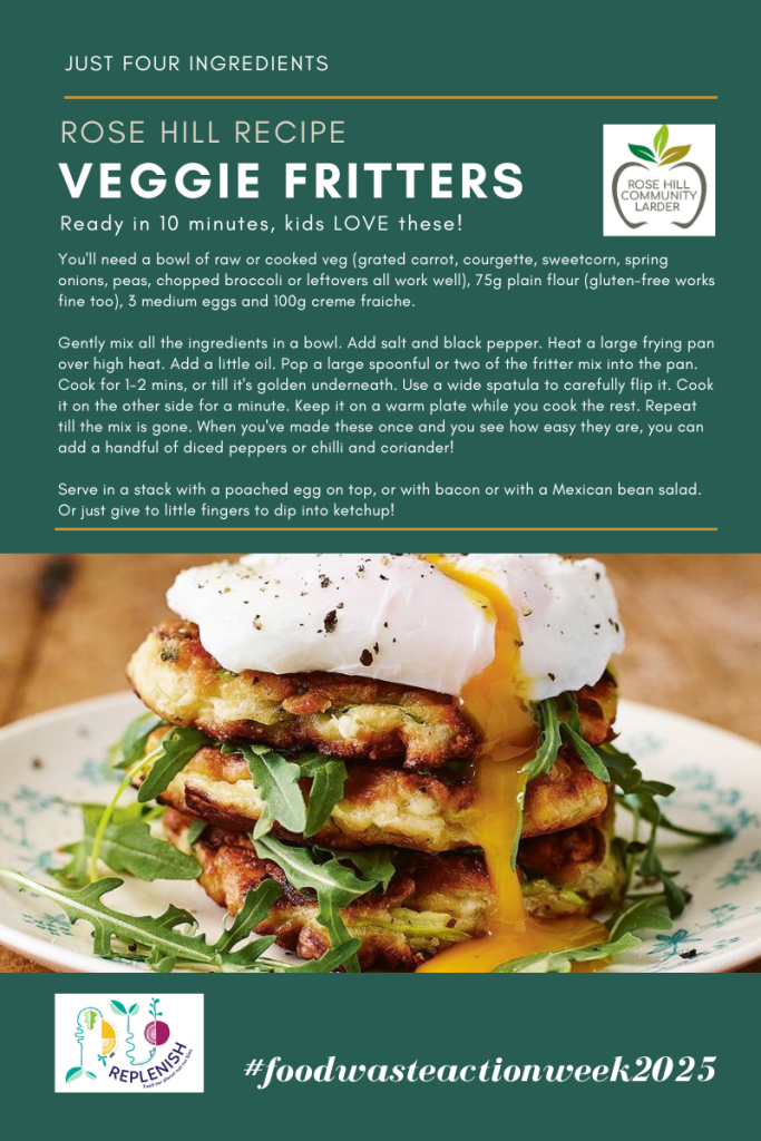 Veggie fritters recipe card
Stack of veggie fritters with rocket leaves and poached egg. 