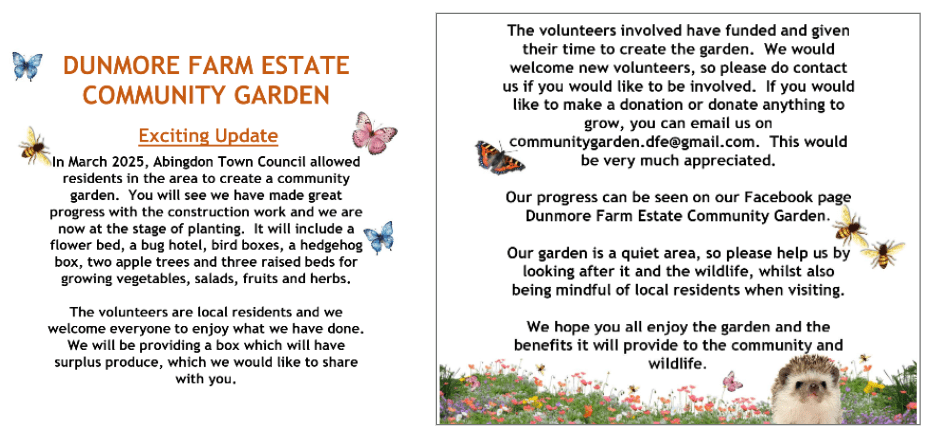 Community garden update poster